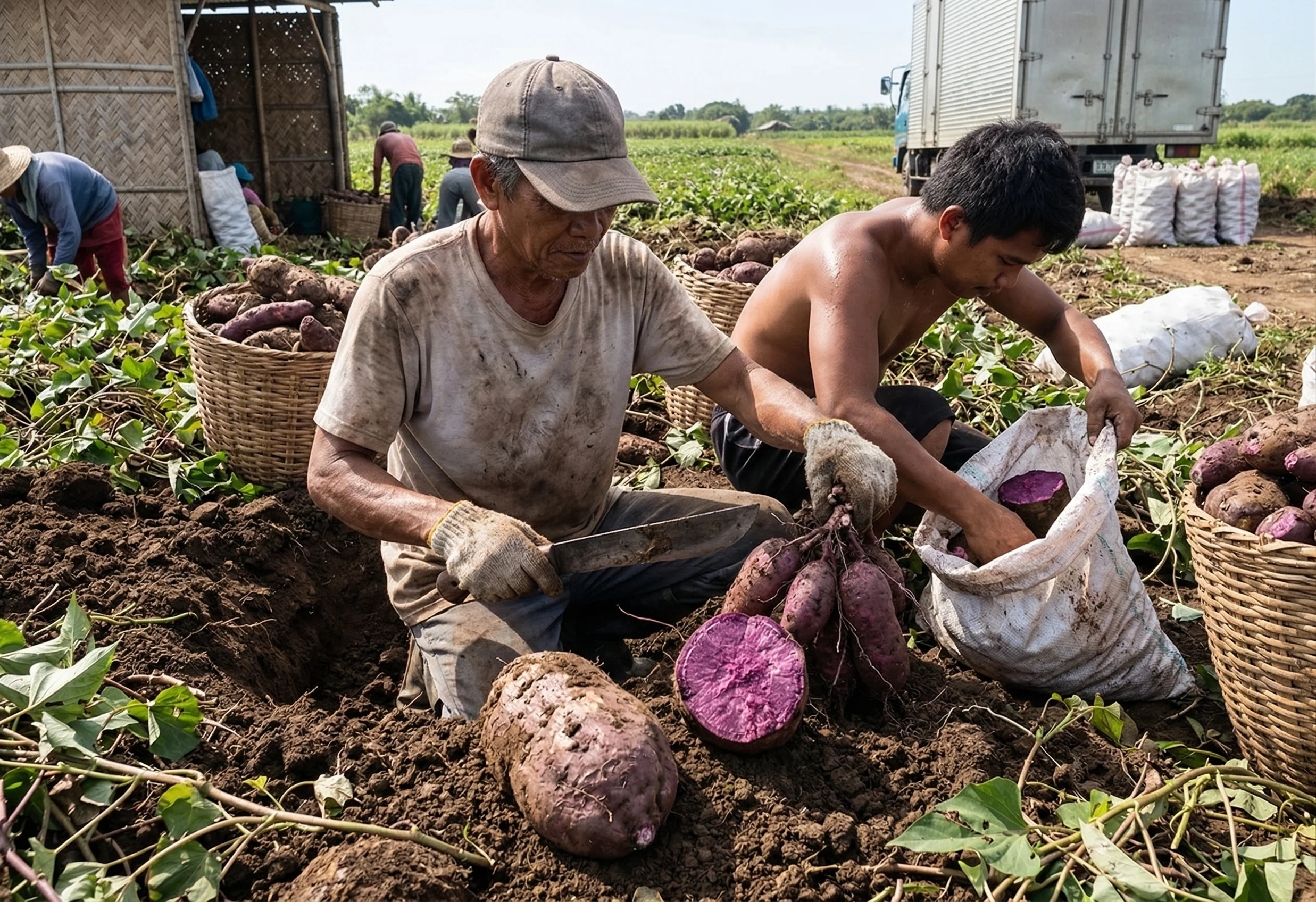 Ube purple yam harvest in the Philippines